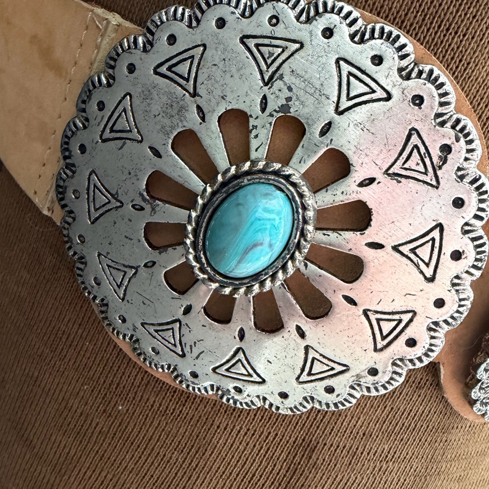 Leatherock Turquoise and Silver Concho Belt - Picture 2 of 8